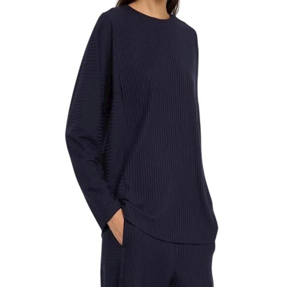 NWT! Eileen Fisher Blue Rib Knit Crew Neck Tunic Sweater XXS - Picture 1 of 9